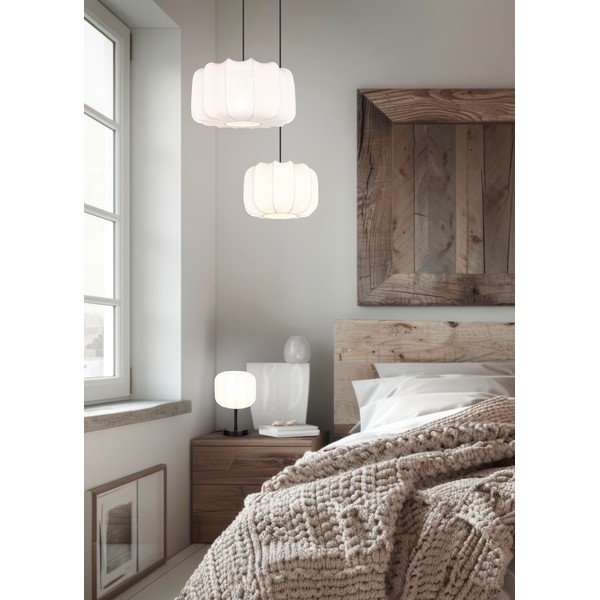 Bílá/matně černá kovová stolní lampa s textilním stínidlem (výška 30 cm) Madleine – Reality-image-2