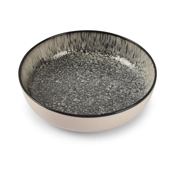Černý/krémový hluboký  talíř z kameniny ø 18,5 cm Gravel – ONA