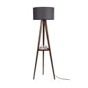 Černá/hnědá stojací lampa s poličkou s textilním stínidlem (výška 154 cm) Sehbali Tripod – Opviq lights