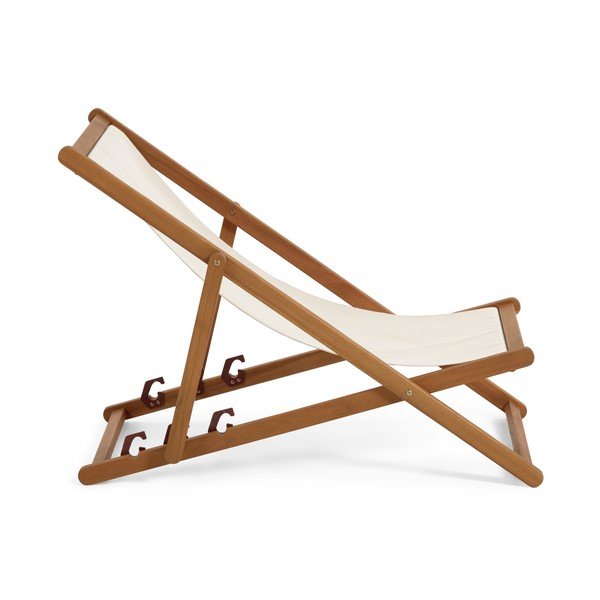 Krémové skládací plážové lehátko z akáciového dřeva Kave Home Adredna-image-3