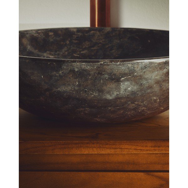 Šedé kamenné kulaté umyvadlo ø 40 cm Darnen – Kave Home-image-2