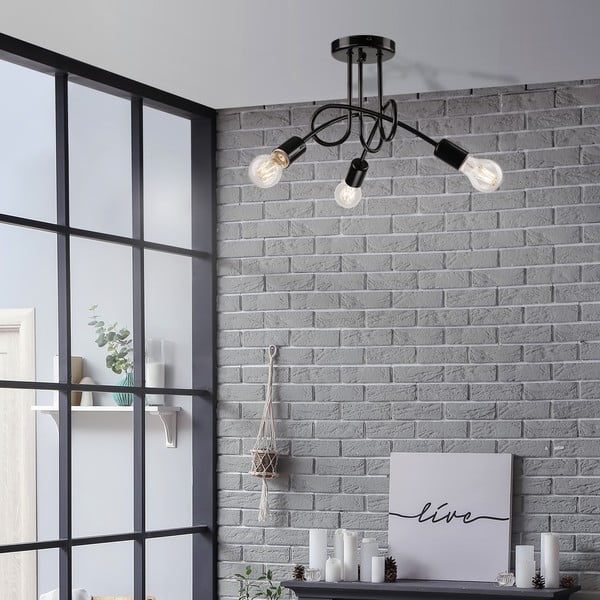 Černé stropní svítidlo bez stínidla 36x36 cm Camilla – LAMKUR-image-1