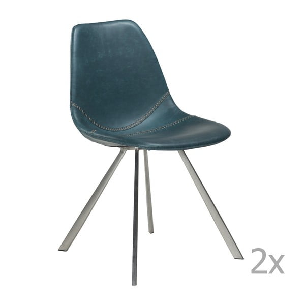Sada 2 modrých jídelních židlí s ocelovým podnožím DAN– FORM Pitch