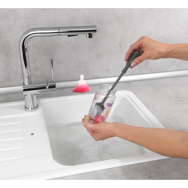 Šedý kartáč na nádobí Wenko Sia, délka 25 cm-image-1