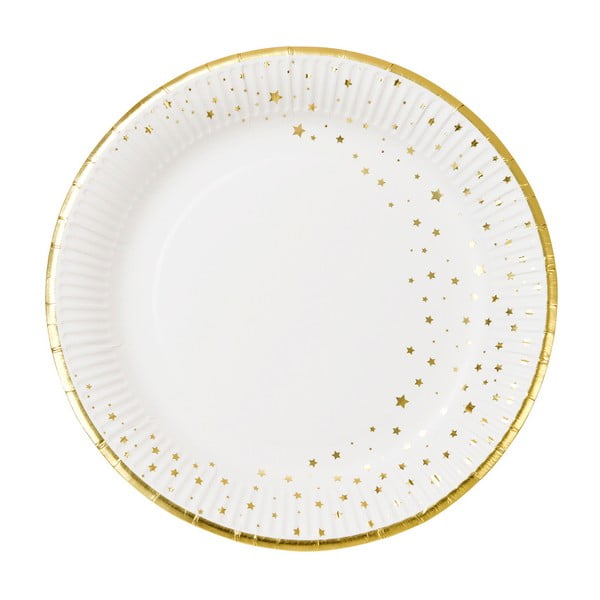 Sada 12 papírových talířků se okrajem zlaté barvy Talking tables Metallics, ⌀ 23 cm
