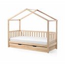 Domečková dětská postel z borovicového dřeva s výsuvným lůžkem a úložným prostorem v přírodní barvě 90x200 cm DALLAS – Vipack