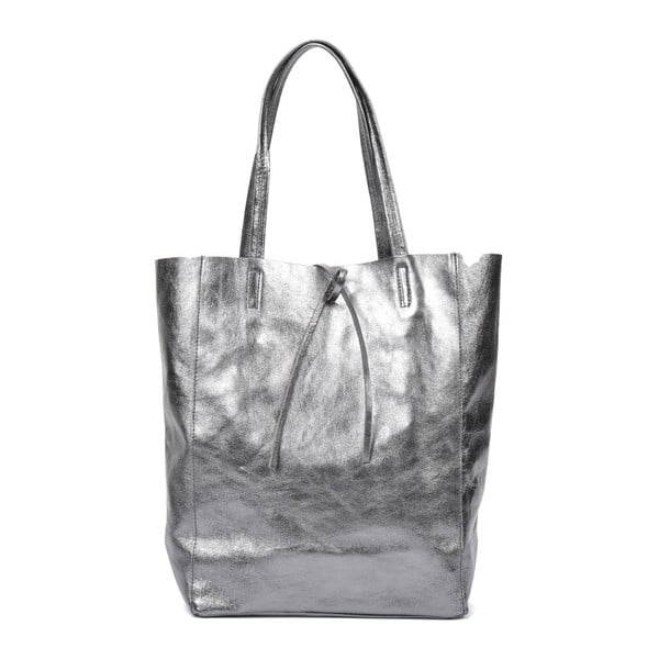 Kožená kabelka ve stříbrné barvě Carla Ferreri Elgia