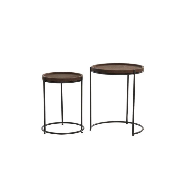 Kožené kulaté odkládací stolky v sadě 2 ks ø 53 cm Jairo – Light & Living-image-3