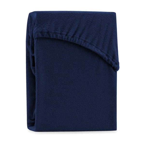 Námořnicky modré elastické prostěradlo s vysokým podílem bavlny AmeliaHome Ruby, 80/90 x 200 cm-image-2