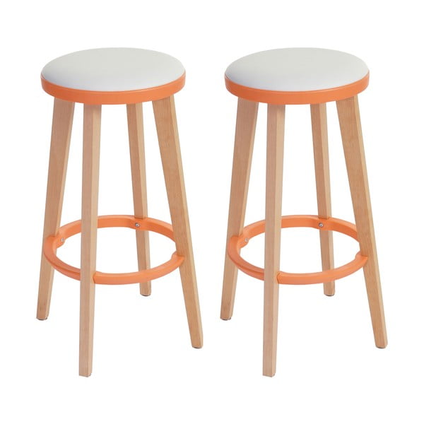 Sada 2 bílo-oranžových barových židlí Shabby Cork