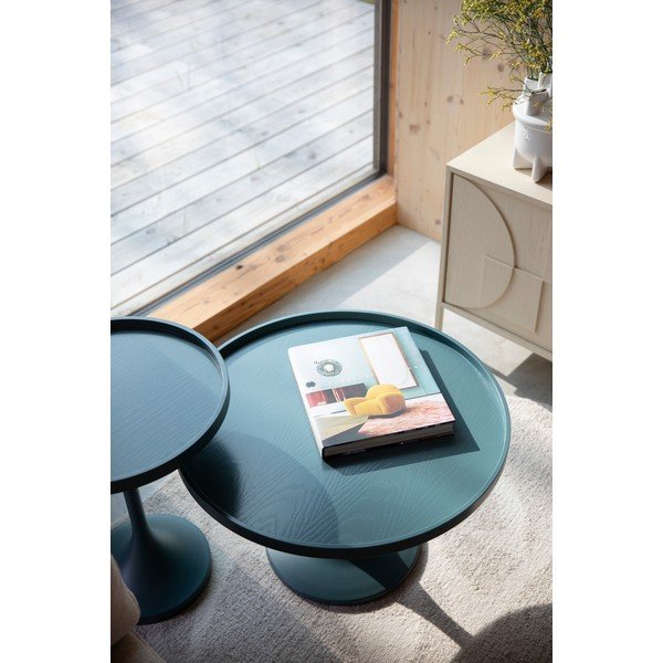 Kulatý konferenční stolek v petrolejové barvě ø 69 cm Jason – Zuiver-image-1