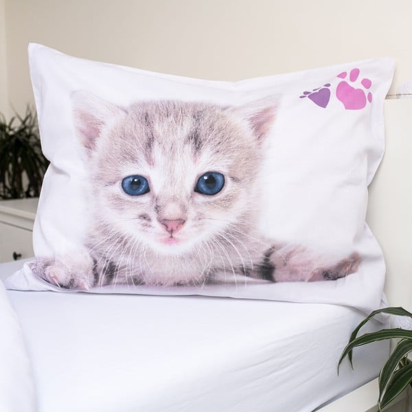 Bílé bavlněné dětské povlečení na jednolůžko 140x200 cm Kitten "Colour" – Jerry Fabrics-image-3