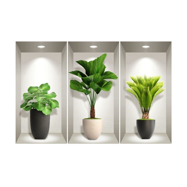 Sada 3 3D samolepek na zeď Ambiance Tropical Plants-image-2