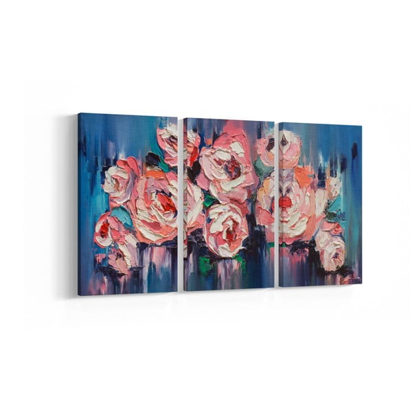 3-dílný obraz Abstract Flowers, 30 x 60 cm