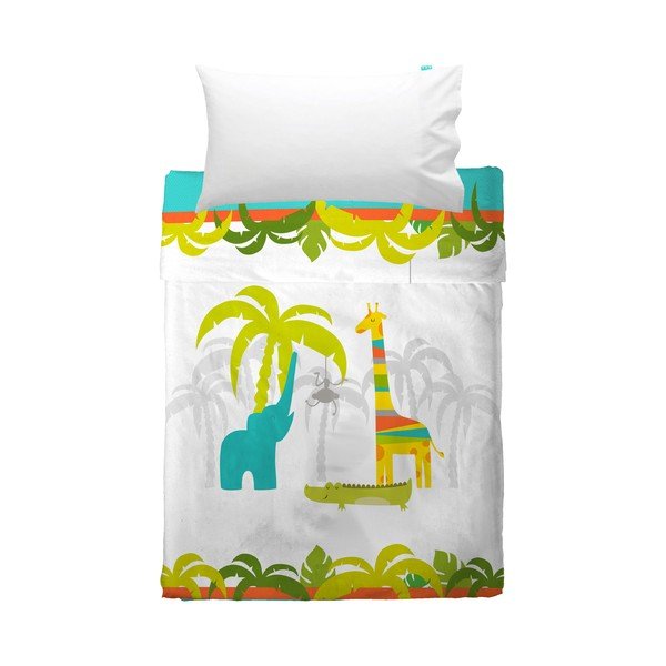 Dětský přehoz a povlak na polštář Baleno ZOO, 100 x 130 cm