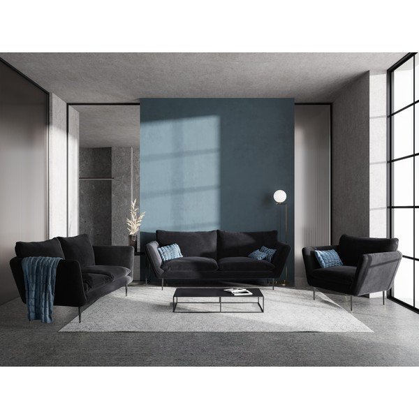 Černé sametové křeslo Mazzini Sofas Acacia-image-1