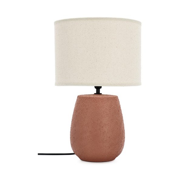 Keramická stolní lampa v terakotové barvě s textilním stínidlem (výška 41,5 cm) Irvin – Yes Everyday