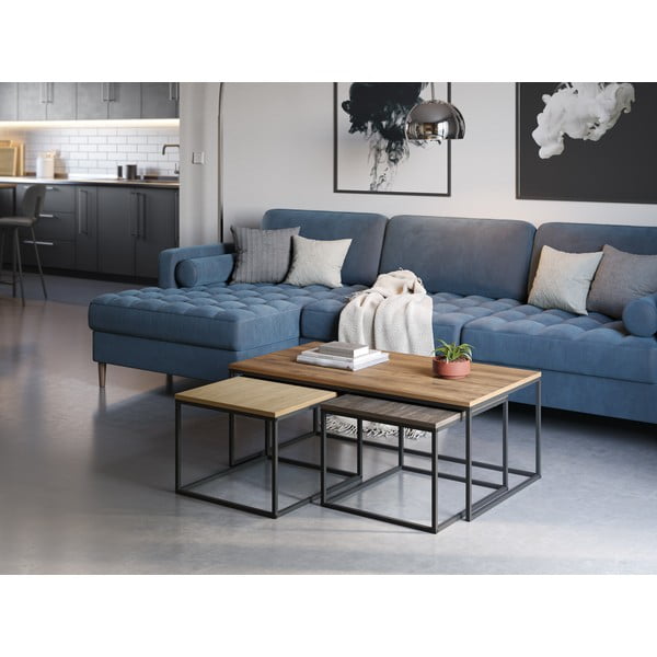 Konferenční stolky v sadě 3 ks v přírodní barvě 60x110 cm Camelia – Marckeric-image-4