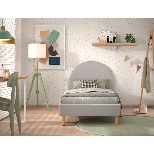 Šedá čalouněná jednolůžková postel s roštem 90x200 cm MOON – Vipack-image-3