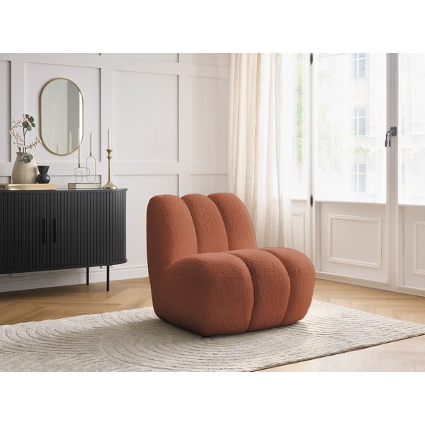 Křeslo z textilie bouclé v cihlové barvě Janissaire – Bobochic Paris-image-1