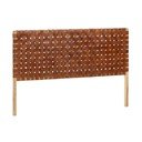 Čelo postele z teakového dřeva a z kůže Kave Home Calixta, 153 x 110 cm