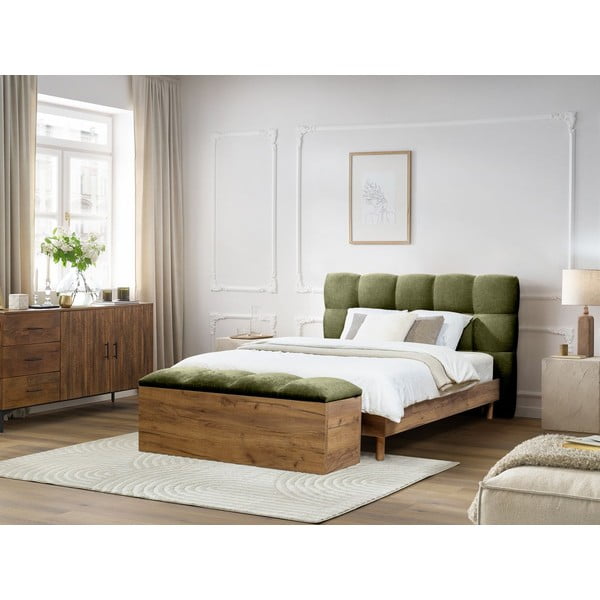 Zelená čalouněná dvoulůžková postel s roštem 160x200 cm Kumo – Bobochic Paris-image-4