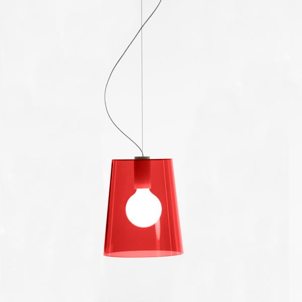 Transparentní červené závěsné světlo Pedrali L001S/B