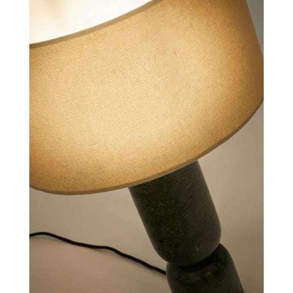 Tmavě zelená/béžová mramorová stolní lampa s textilním stínidlem (výška 57 cm) Vex – Kave Home-image-2