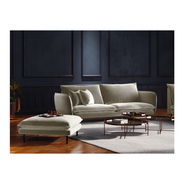 Béžová sametová podnožka Cosmopolitan Design Vienna, 100 x 80 cm-image-3