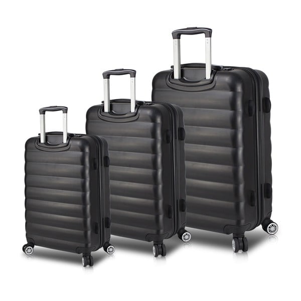 Sada 3 černých cestovních kufrů na kolečkách s USB porty My Valice RESSO Travel Set