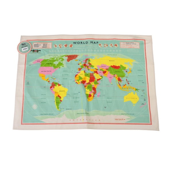 Bavlněná utěrka Rex London World Map, 50 x 70 cm