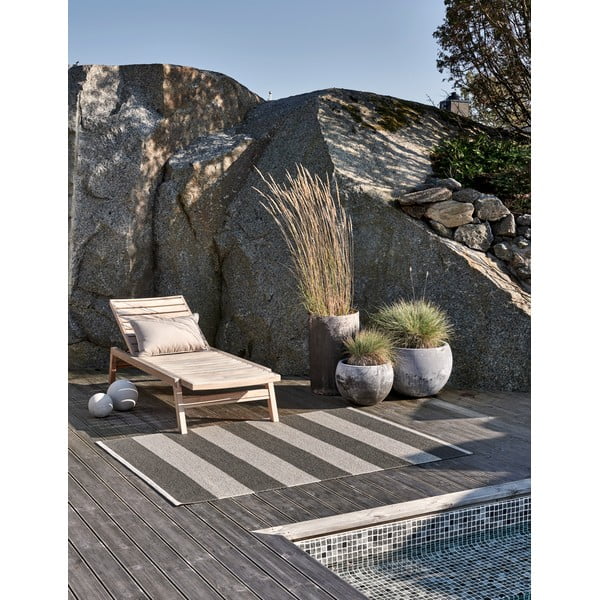 Antracitovo-krémový vnitřní a venkovní běhoun 70x150 cm Bob Charcoal Linen – Pappelina-image-1