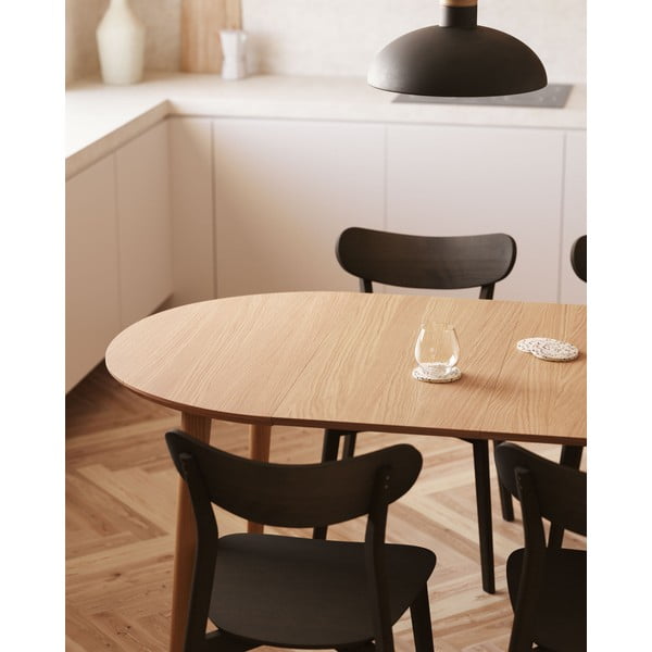 Kulatý rozkládací jídelní stůl v dekoru dubu v přírodní barvě ø 90 cm Oqui – Kave Home-image-3