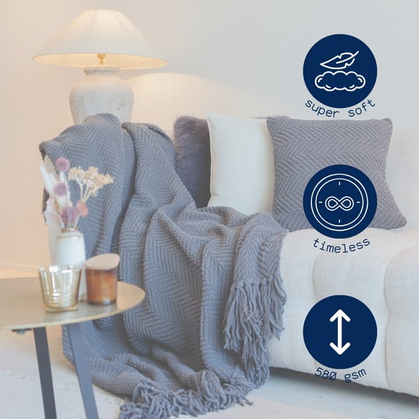 Šedá deka z žinylky 130x170 cm Renee – Tiseco Home Studio-image-4