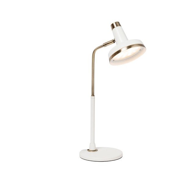 Bílá stolní lampa s LED světlem a prvky ve zlaté barvě SULION Bang