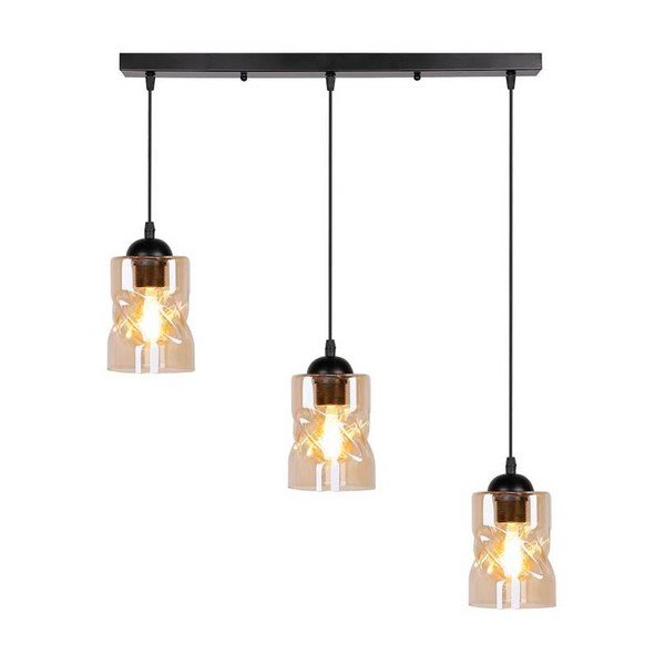 Černé závěsné svítidlo se skleněným stínidlem 10x62 cm Felis – Candellux Lighting-image-4