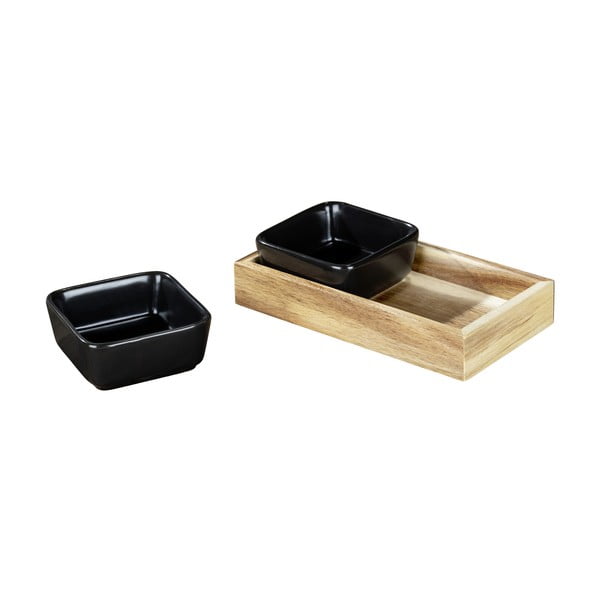 Černé keramické servírovací mísy v sadě 2 ks s podnosem Elo – Wenko-image-2