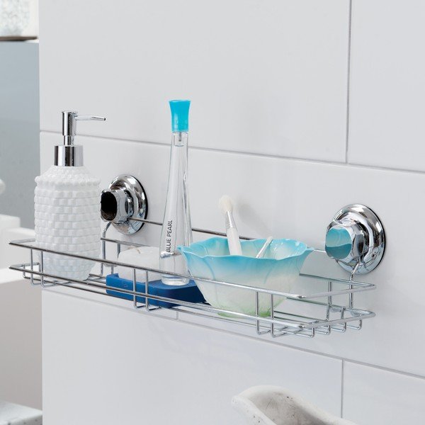Samodržící kovová koupelnová polička ve stříbrné barvě Bestlock Bath – Compactor-image-1