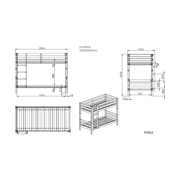 Bílá patrová dětská postel 90x200 cm Pino – Vipack-image-4