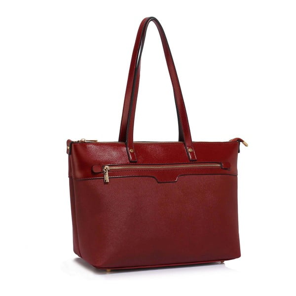 Tmavě červená kabelka z eko kůže L&S Bags Grab