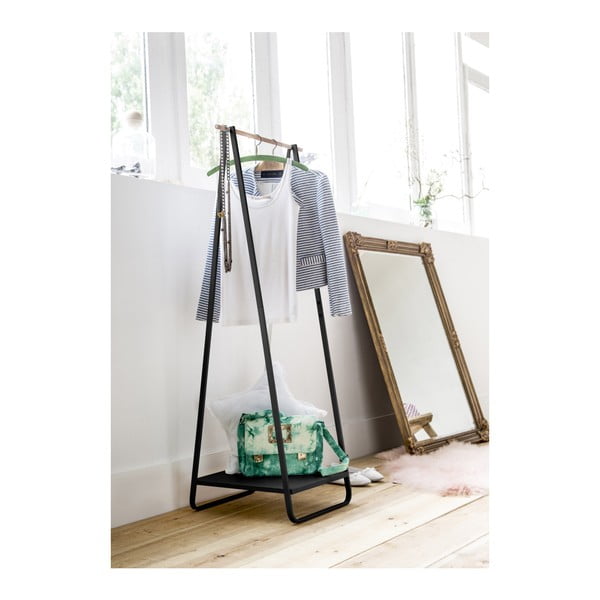 Černý stojan na oblečení s poličkou Compactor Portant Blanc-image-1