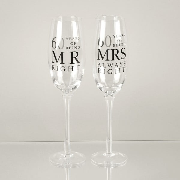 Sada 2 skleniček na šampaňské k 60. výročí Amore Mrs. Always Right, 180 ml