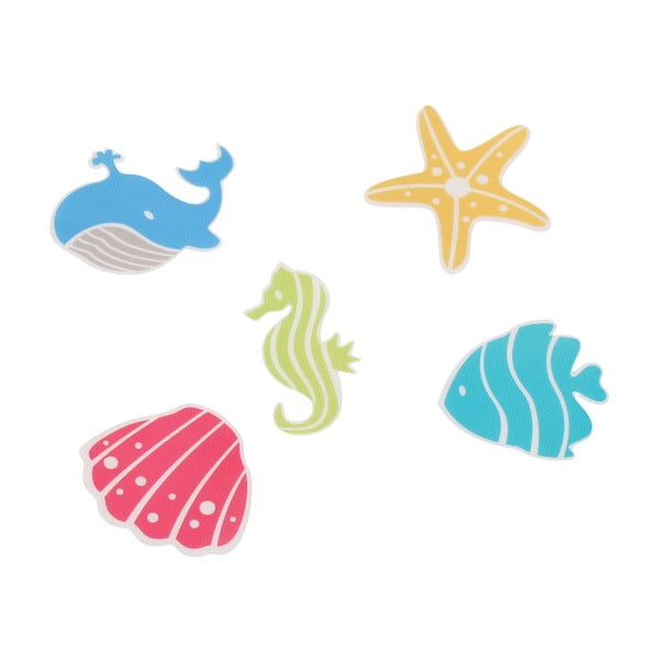 Dětské protiskluzové podložky v sadě 5 ks do vany 12x12 cm Waterworld – Spirella