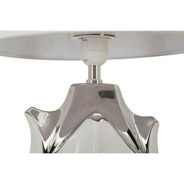 Bílá/ve stříbrné barvě keramická stolní lampa s textilním stínidlem (výška 51 cm) Shiney – Mauro Ferretti-image-4
