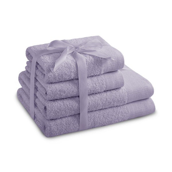 Froté bavlněné ručníky a osušky v sadě 4 ks v levandulové barvě Amari – Restilo