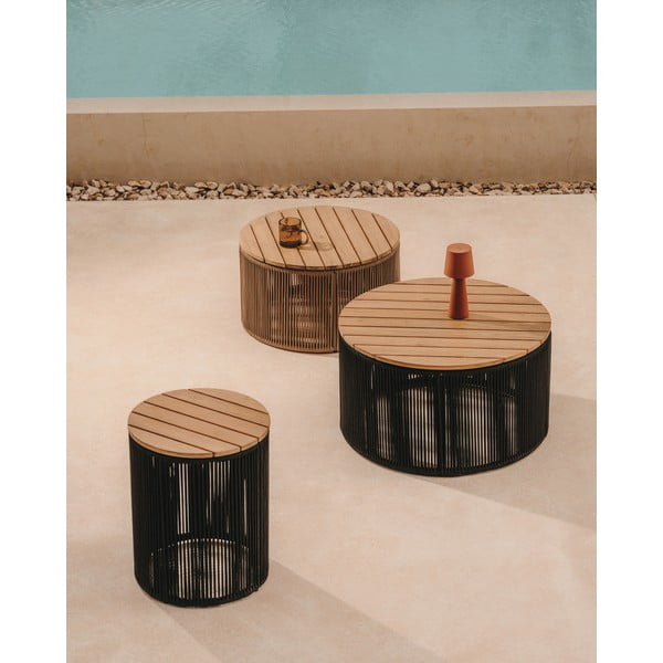 Kulatý zahradní odkládací stolek s deskou z akácie ø 70 cm Dandara – Kave Home-image-1