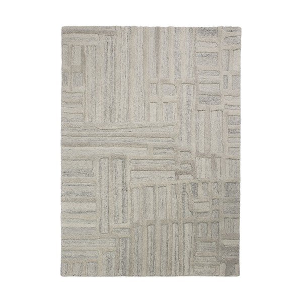 Šedobéžový ručně tkaný vlněný koberec 160x230 cm Elva  – Flair Rugs