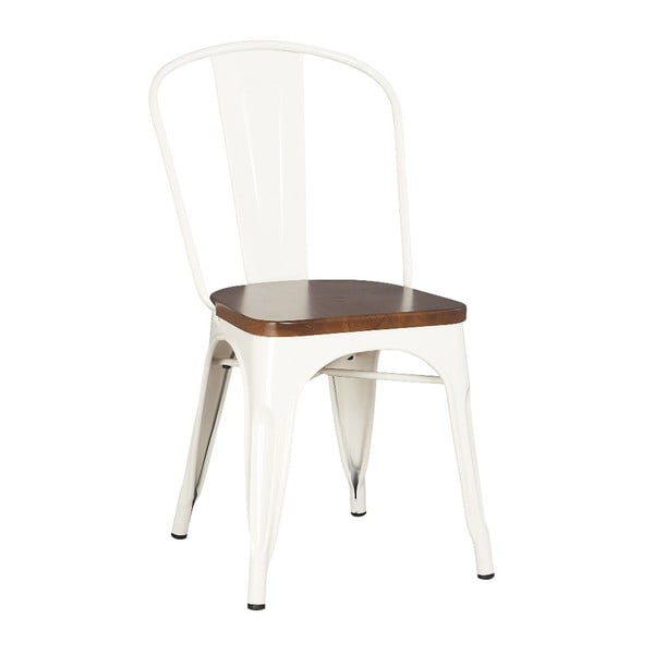Bílá židle ze dřeva mindi a kovu Moycor
