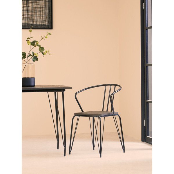 Černá/v přírodní barvě jídelní židle z jilmového dřeva District – Premier Housewares-image-3
