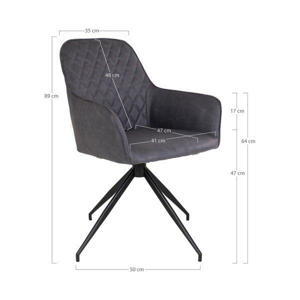 Tmavě šedé čalouněné jídelní křeslo Harbo – House Nordic-image-3